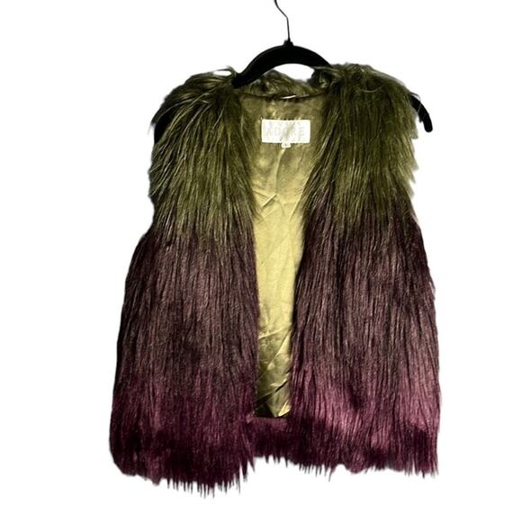 Adore Green and Maroon Ombre Faux Fur Vest Size Small - Picture 1 of 7